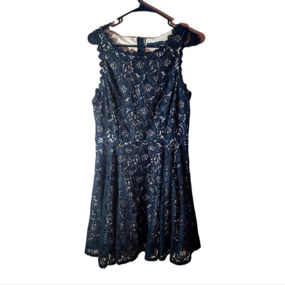 City Studio Black Lace and Nude Underneath Mini Dress Size 13 (Juniors) - Picture 1 of 8